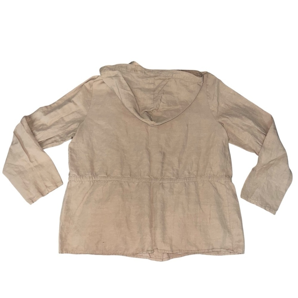 EUC Apostrophe Silk Linen Cotton Tan Hooded Utility Jacket Large Lightweight - Picture 6 of 10